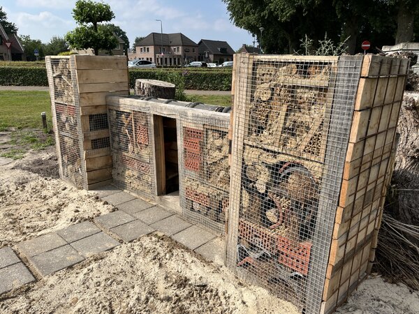Fotobijschrift: bijenburgt in aanbouw