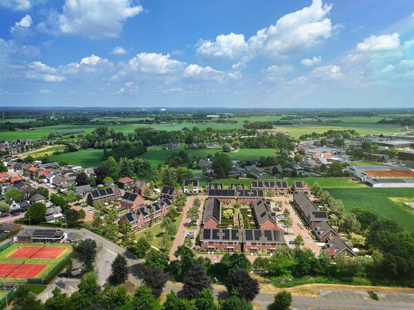 Vogelvlucht impressie nieuwbouwproject Korenveld in Wanroij