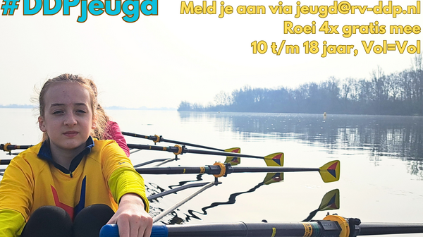 Open meeroeitraining bij de jeugd en junioren (10 t/m18 jaar) van roeivereniging De Drie Provinciën.