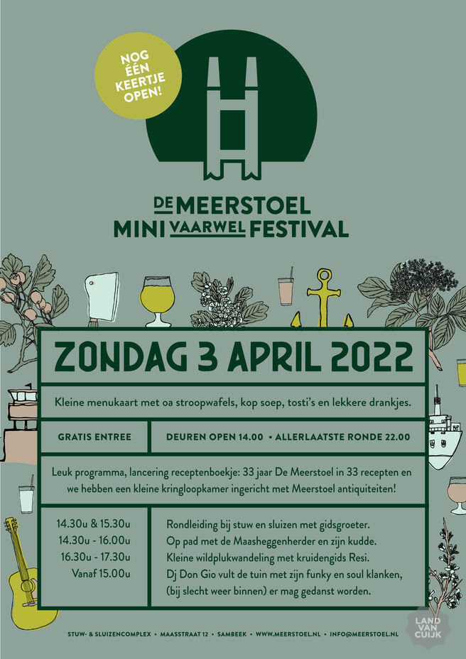 De Meerstoel Mini Vaarwel Festival op 3 april